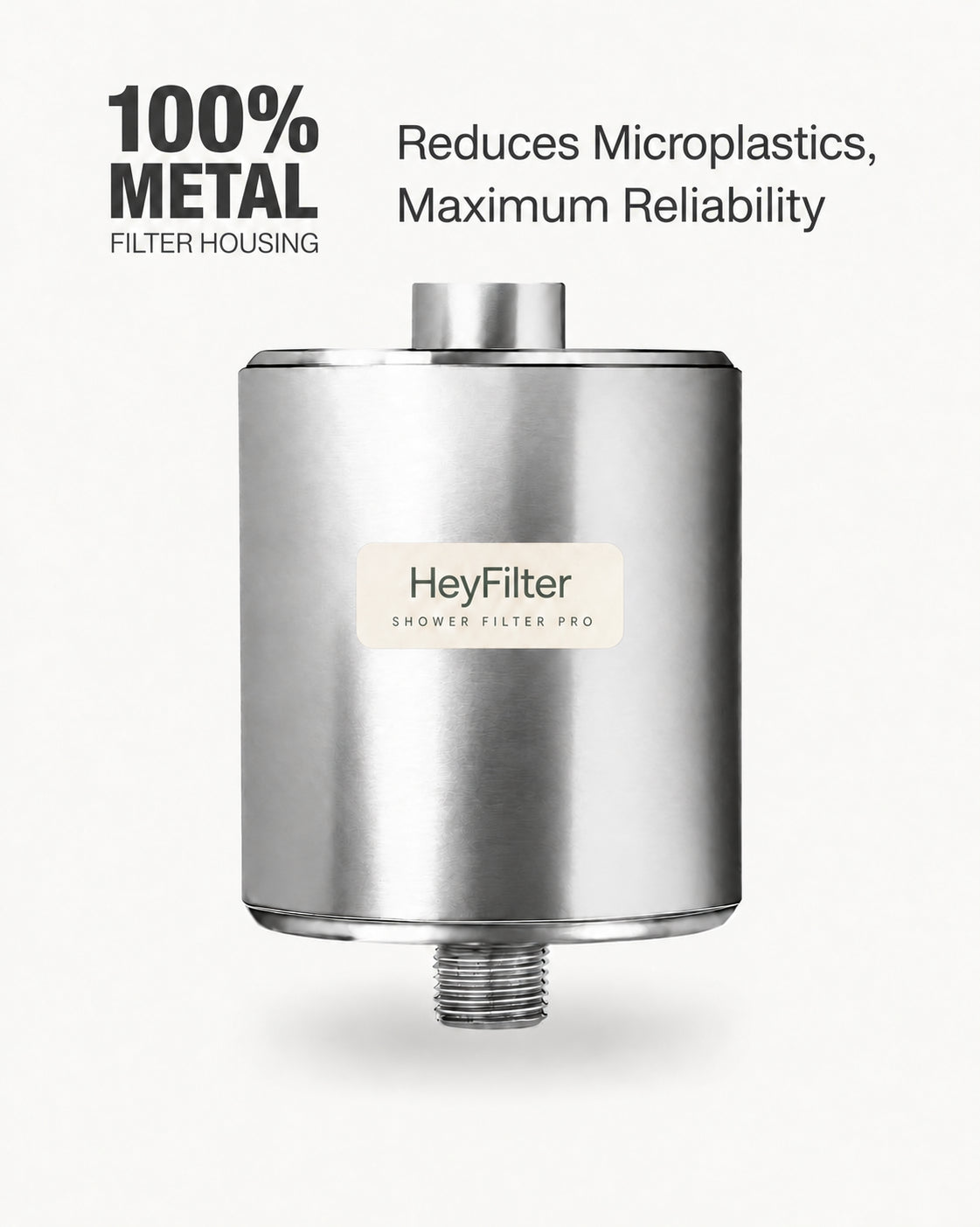 HeyFilter — 08-product-packshot — 100% metal filter housing